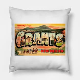 Greetings from Grants, New Mexico - Vintage Large Letter Postcard Pillow