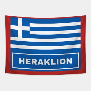 Heraklion City with Greek Flag Tapestry