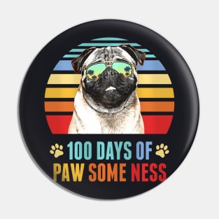 Pug Dog 100 Days Of School Pin