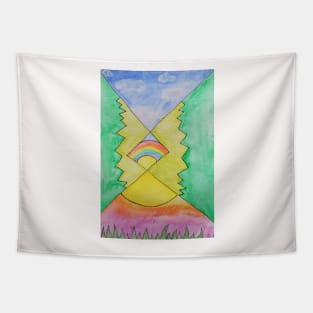 Abstract Mountain Sunset Tapestry