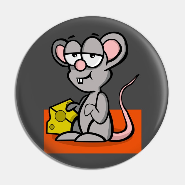 Mouse And Cheese Pin by RG Illustration