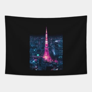 Tokyo Tower at night Vertical Tapestry