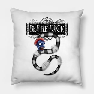 Digital painted work of art of Beetlejuice snake. Pillow