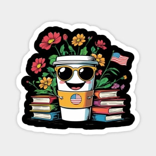 books and coffee flower Magnet