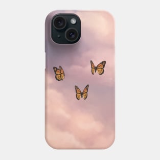 Butterflies Fluttering in Pink Sunset Sky Phone Case