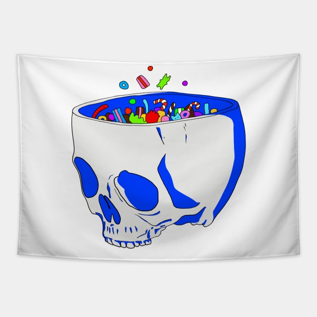 Halloween skull with candy Tapestry by Red Fox
