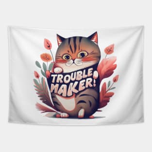 Cute Cat Troublemaker Tapestry