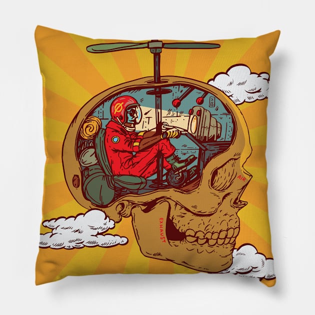 Skull Pilot Rays Pillow by Thomcat23