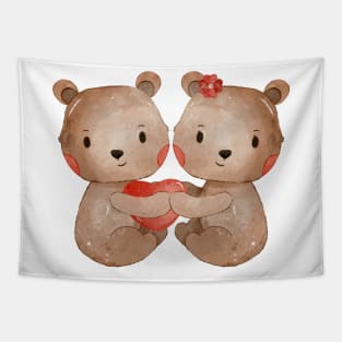 Cute Valentines Day Teddy Bear couple Tapestry