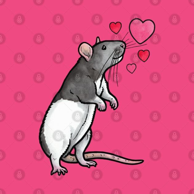 Hooded rat love by animalartbyjess