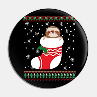 Funny Sloth Lovers Christmas Sweater Pin