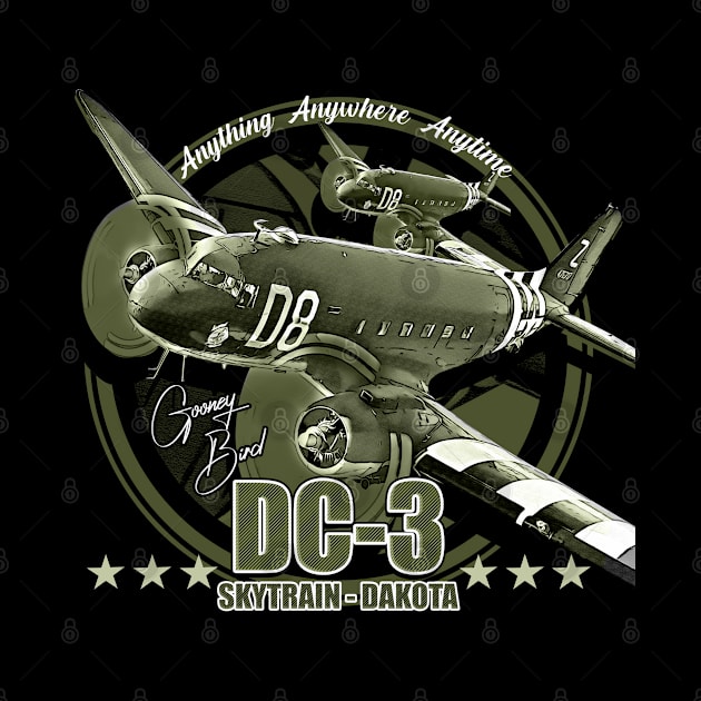 DC3 C47 Dakota Military Transport Aircraft by aeroloversclothing