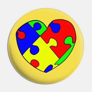 Bright Jigsaw Heart Pin