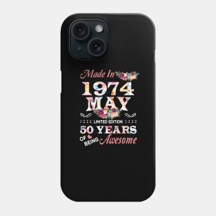 May Flower Made In 1974 50 Years Of Being Awesome Phone Case