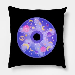 Space Pattern, solar system, cute, planets, stars, moon, galaxy, Pastel Pillow