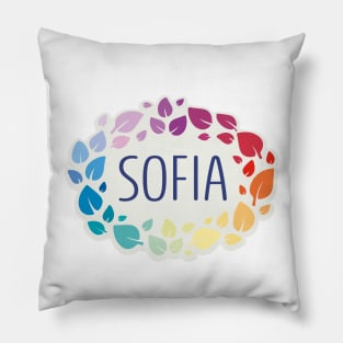 Sofia name with colorful leaves Pillow