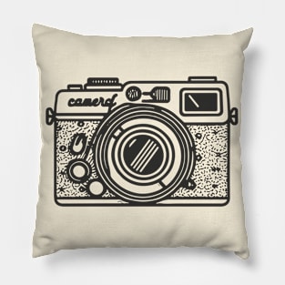 Line art of a vintage camera Pillow