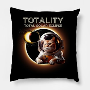 Total Solar Eclipse 2024 Cat Astronaut Pillow