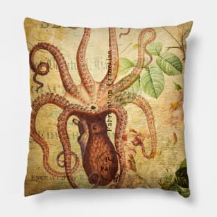 The Octopus - Vintage French Postcard Pillow