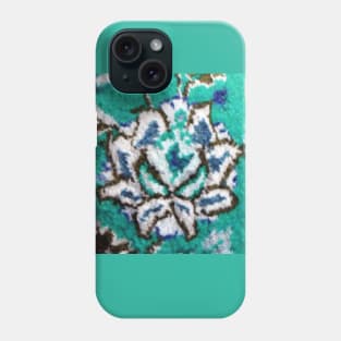 aqua green flower, flower design, floral designs, minimal art, abstract art, floral pattern, antique rug photo , For custom orders please DM me. Phone Case