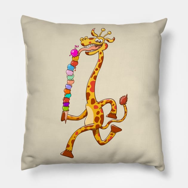 Cool giraffe refreshing by eating a giant ice cream Pillow by zooco