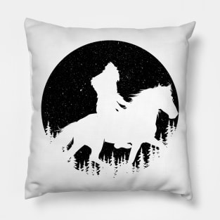 Bigfoot Riding A Horse Silhouette Pillow