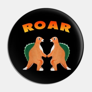 Cute Dinosaur Backtoschool Quote Roar Heart Orange Pin