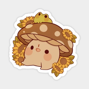 Happy sunflower mushroom Magnet