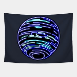 Electric Solar System Neon Neptune Tapestry