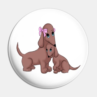 Mama Dachshund and Puppy Pin