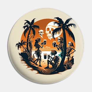 Skeleton Beach Party Pin