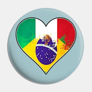 Mexican and Brazilian Heart Mix Heritage Flag Pin