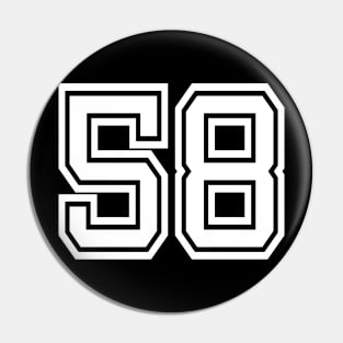 Number 58 for a sports team, group, or community T-Shirt Pin