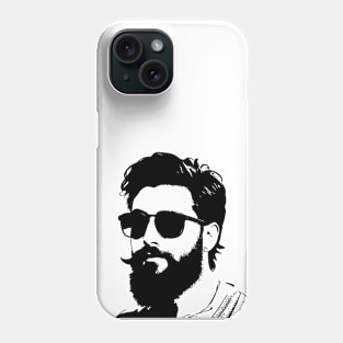 Stencil sketch, bearded man wearing shades Phone Case