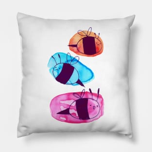 Colorful Watercolor Bees Pillow