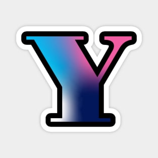 Capital Letter Y Monogram Gradient Pink Blue White Magnet