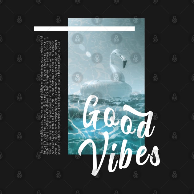 Good Vibes Text Typo Design - Pink Flamingo Pool Float by RedCrunch