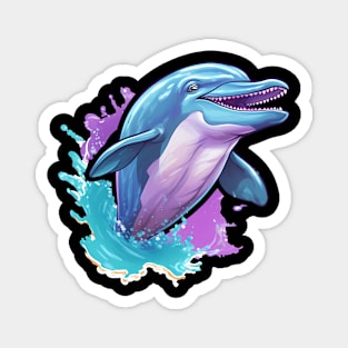 smiling dolphin leaping out of the water Magnet