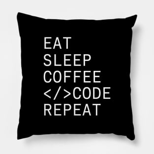 Eat, Sleep, Coffee, Code, Repeat Pillow