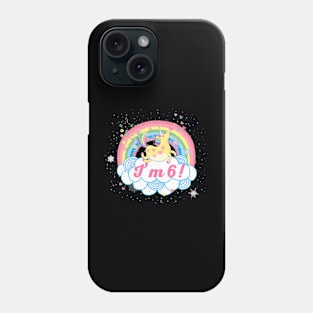 6Th Birthday Cute Girls Rainbow Unicorn Party Phone Case