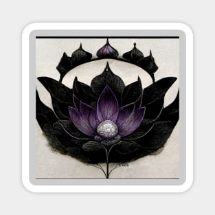 Goth Yoga Room Watercolor Purple and Black Lotus Flower Magnet