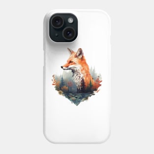 Geometric fox with forest in triangle look Phone Case