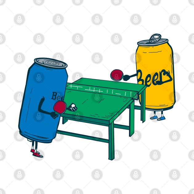 Beer Cans Playing Beer Pong Funny Graphic Design by StreetDesigns