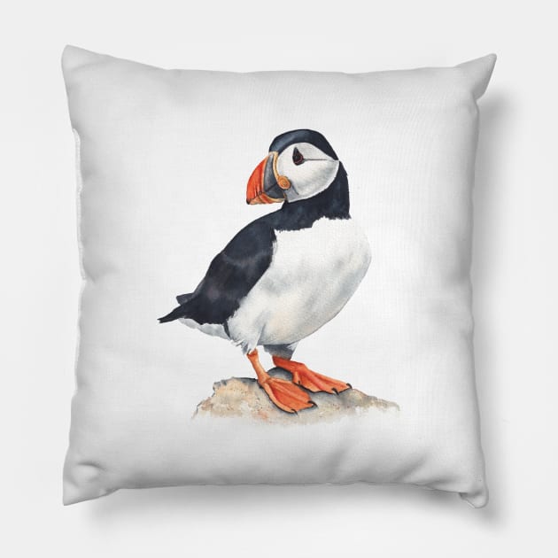 Puffin bird art. Pillow by InnaPatiutko