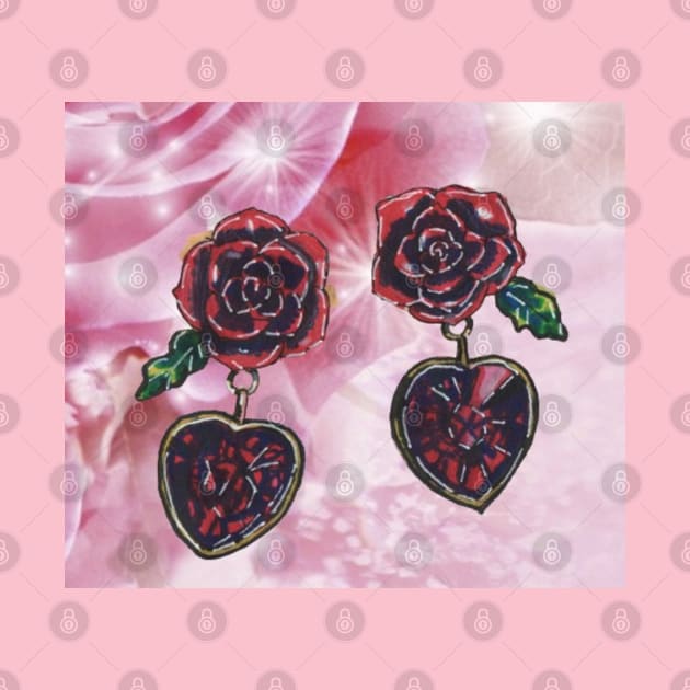 Earrings with Roses by Mila-Ola_Art