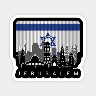 Jerusalem Israel Skyline Israeli Flag Magnet