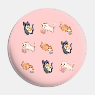 3 Cats Pattern Pin