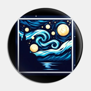 Modern Seaside Starry Night Pin