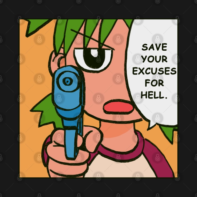 water gun yotsuba says save your excuses for hell meme by mudwizard