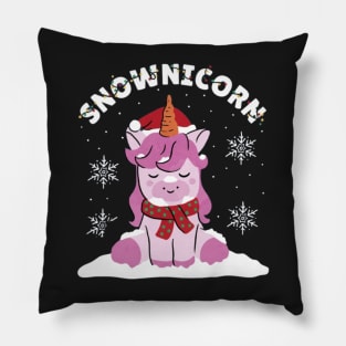 Snow unicorn , Snownicorn Christmas unicorn t-shirt design Pillow